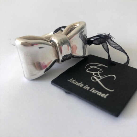 E&L Israel Ring Sterling Silver Electroform Bow  Sz.8 - Picture 2 of 16